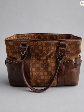 GENTEN Interacting Monogram Belted 15th Anniversary Brown Jacquard Leather